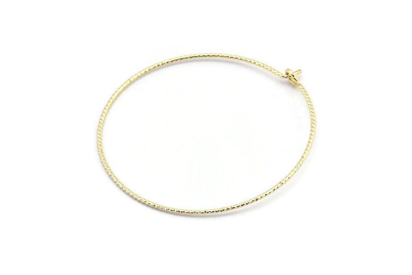 Gold Earring Wire, 8 Textured Gold Plated Brass Earring Wires (40x0.70mm) D1620