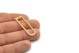 Brass D Shape Charm, 12 Raw Brass D Shape Pendants With 1 Hole (40x12x1mm) D1552