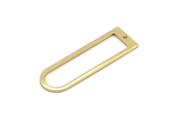 Gold D Shape Charm, 4 Gold Plated Brass D Shape Pendants With 1 Hole (40x12x1mm) D1552