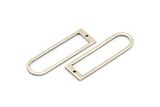 Silver D Shape Charm, 6 Antique Silver Plated Brass D Shape Pendants With 1 Hole (40x12x1mm) D1552 H1106