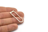 Silver D Shape Charm, 6 Antique Silver Plated Brass D Shape Pendants With 1 Hole (40x12x1mm) D1552 H1106