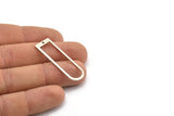 Silver D Shape Charm, 6 Antique Silver Plated Brass D Shape Pendants With 1 Hole (40x12x1mm) D1552 H1106
