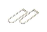 Silver D Shape Charm, 8 Silver Tone Brass D Shape Pendants With 1 Hole (40x12x1mm) D1552