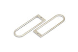 Silver D Shape Charm, 8 Silver Tone Brass D Shape Pendants With 1 Hole (40x12x1mm) D1552