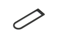 Black D Shape Charm, 6 Oxidized Black Brass D Shape Pendants With 1 Hole (40x12x1mm) D1552 H1106