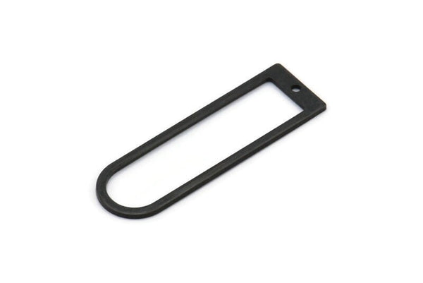 Black D Shape Charm, 6 Oxidized Black Brass D Shape Pendants With 1 Hole (40x12x1mm) D1552 H1106