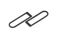 Black D Shape Charm, 6 Oxidized Black Brass D Shape Pendants With 1 Hole (40x12x1mm) D1552 H1106