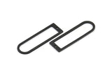 Black D Shape Charm, 6 Oxidized Black Brass D Shape Pendants With 1 Hole (40x12x1mm) D1552 H1106