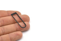 Black D Shape Charm, 6 Oxidized Black Brass D Shape Pendants With 1 Hole (40x12x1mm) D1552 H1106