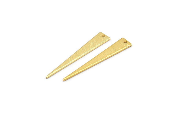 Gold Triangle Charm, 6 Textured Gold Plated Brass Triangle Charms With 1 Hole, Earrings, Findings (37x6x1mm) D1113 Q0924