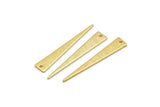 Gold Triangle Charm, 6 Textured Gold Plated Brass Triangle Charms With 1 Hole, Earrings, Findings (37x6x1mm) D1113 Q0924