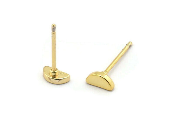 Altın Ay Küpe, 8 Altın Kaplama Pirinç Yarım Ay Küpe (6x3mm) D1405