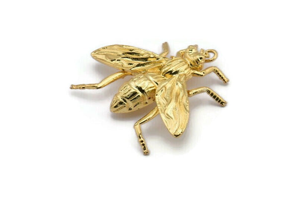 Huge Bug Pendant, 1 Gold Plated Bug Fly Insect Charm Pendant (43x41mm) N0214 Q0088