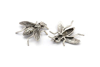 Huge Bug Pendant, 1 Antique Silver Plated Bug Fly Insect Charm Pendant (43x41mm) N0214 H0153