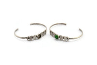 Silver Moon Cuff, Antique Silver Plated Brass Moon Phases Cuff Stone Setting With 1 Pad -  Pad Size 8mm N1143 H1206