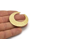 Hammered Moon Crescent Charm, Raw Brass Hammered Moons with 2 Holes Pendant (45x44x14mm) N0199