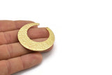 Hammered Moon Crescent Charm, Raw Brass Hammered Moons with 2 Holes Pendant (45x44x14mm) N0199