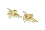 Brass Sun Charm, 2 Raw Brass Sunshine Charms With 1 Loop, Pendants - Pad Size 10mm (50x35x1.5mm) N1217