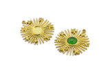 Brass Sun Charm, Raw Brass Sun And Star With 1 Loop, Pendants - Pad Size 8mm (31x29mm) N1350