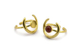 Brass Ring Settings, Raw Brass Adjustable Ring - Ring Stone Setting - Pad Size 6mm N1301