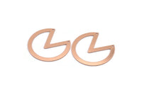 Copper Circle Charm, 4 Raw Copper Pizza Slice Charms With 2 Holes, Pendants, Findings (37x34x0.80mm) M03366