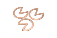 Copper Circle Charm, 4 Raw Copper Pizza Slice Charms With 2 Holes, Pendants, Findings (37x34x0.80mm) M03366