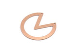 Copper Circle Charm, 4 Raw Copper Pizza Slice Charms With 2 Holes, Pendants, Findings (37x34x0.80mm) M03366