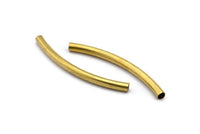 Brass Noodle Tubes - 12 Raw Brass Curved Tube Findings (6x80mm) Brc256