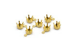 Brass Prong Setting, 50 Raw Brass Charms With 6 Mm Prong Setting , Snap-set Bs 1259