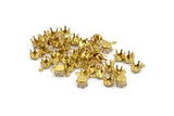 Brass Prong Setting, 50 Raw Brass Charms With 6 Mm Prong Setting , Snap-set Bs 1259