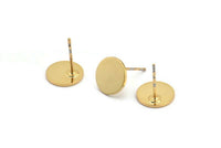 Gold Round Earring, 6 Gold Plated Brass Round Stud Earrings (10x0.80mm) M413 A1990
