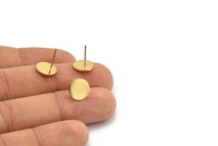Gold Round Earring, 6 Gold Plated Brass Round Stud Earrings (10x0.80mm) M413 A1990