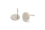 Silver Round Earring, 8 Antique Silver Plated Brass Round Stud Earrings (10x0.80mm) M413 A1990