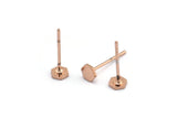 Rose Gold Hexagon Earring, 12 Rose Gold Plated Brass Hexagon Stud Earrings (4x0.80mm) D1212 A1237