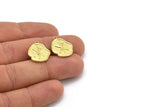 Brass Nordic Runes Charm, 4 Raw Brass Viking Love Symbol Rune Charms With 1 Loop, Norse Viking Runes, Runic Alphabet (19x16x1.5mm) N2051