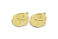 Brass Nordic Runes Charm, 4 Raw Brass Viking Energy Symbol Rune Charms With 1 Loop, Norse Viking Runes, Runic Alphabet (19x16x1.5mm) N2043