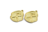 Brass Nordic Runes Charm, 4 Raw Brass Viking Courage Symbol Rune Charms With 1 Loop, Norse Viking Runes, Runic Alphabet (19x16x1.5mm) N2045