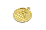 Brass Nordic Runes Charm, 4 Raw Brass Viking Valknut Symbol Charms With 1 Loop, Viking Runes, Talisman Of Odin (20x17x1.5mm) N2032