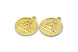 Brass Nordic Runes Charm, 4 Raw Brass Viking Valknut Symbol Charms With 1 Loop, Viking Runes, Talisman Of Odin (20x17x1.5mm) N2032