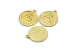 Brass Nordic Runes Charm, 4 Raw Brass Viking Valknut Symbol Charms With 1 Loop, Viking Runes, Talisman Of Odin (20x17x1.5mm) N2032