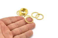 20mm Circle Connector, 12 Raw Brass Circle Connectors (20x2x1mm) A2885