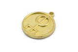 Brass Nordic Runes Charm, 4 Raw Brass Viking Talisman Of Love Symbol Charms With 1 Loop, Viking Runes, Rune Of Love (20x17x1.5mm) N2042