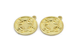 Brass Nordic Runes Charm, 4 Raw Brass Viking Talisman Of Transmutator Symbol Charms With 1 Loop, Viking Runes (20x17x1.5mm) N2031