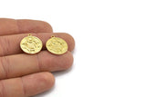 Brass Nordic Runes Charm, 4 Raw Brass Viking Talisman Of Transmutator Symbol Charms With 1 Loop, Viking Runes (20x17x1.5mm) N2031