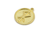 Brass Nordic Runes Charm, 4 Raw Brass Viking Talisman Of Consagracion Symbol Charms With 1 Loop, Viking Runes (20x17x1.5mm) N2041