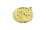 Brass Nordic Runes Charm, 4 Raw Brass Viking Talisman Of El Mago Symbol Charms With 1 Loop, Viking Runes (20x17x1.5mm) N2040