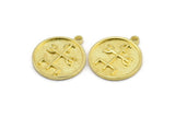 Brass Nordic Runes Charm, 4 Raw Brass Viking Talisman Of El Mago Symbol Charms With 1 Loop, Viking Runes (20x17x1.5mm) N2040