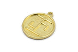 Brass Nordic Runes Charm, 4 Raw Brass Viking Talisman Of Sanacion Symbol Charms With 1 Loop, Viking Runes (20x17x1.5mm) N2033