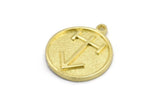 Brass Nordic Runes Charm, 4 Raw Brass Viking Talisman Of Viajes Symbol Charms With 1 Loop, Viking Runes (20x17x1.5mm) N2038