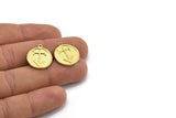 Brass Nordic Runes Charm, 4 Raw Brass Viking Talisman Of Viajes Symbol Charms With 1 Loop, Viking Runes (20x17x1.5mm) N2038